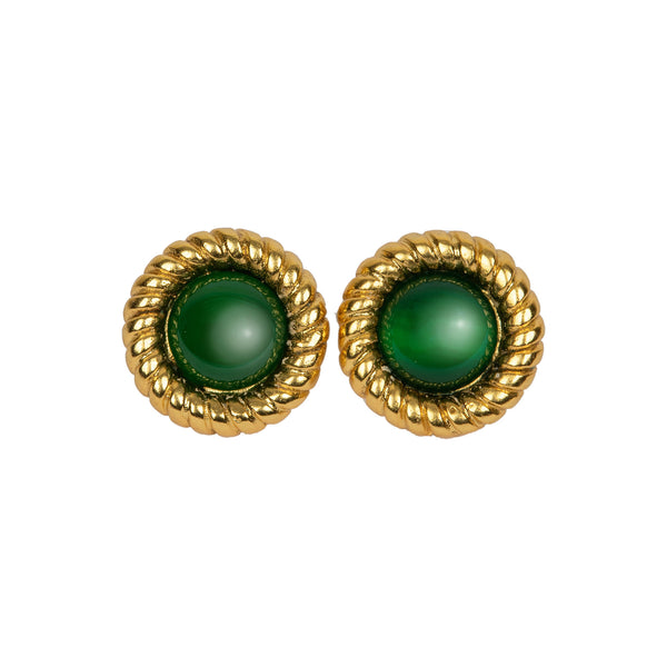 Livia Earrings - Green Agate